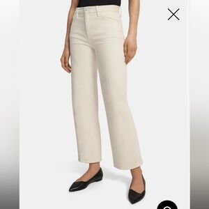 White/ecru colored wide leg theory jeans